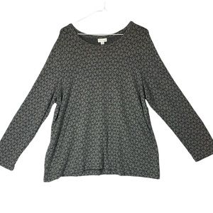 J. Jill floral gray and black sweater cottage prairie coastal grandma